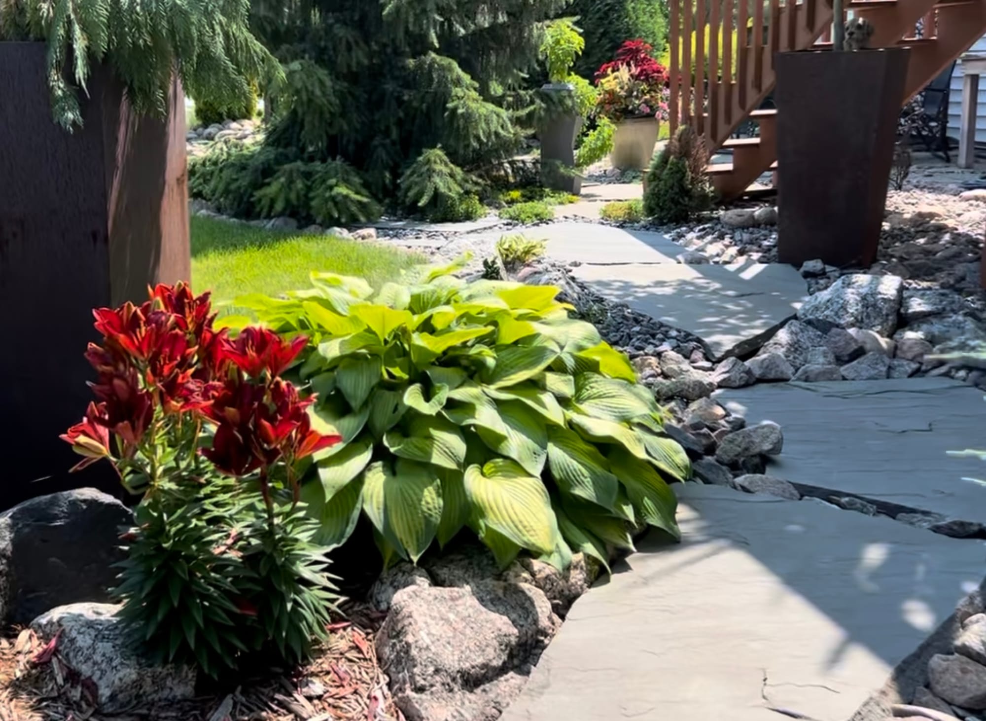 Landscaping Ideas | Plants, Pathway, Rustic Containers